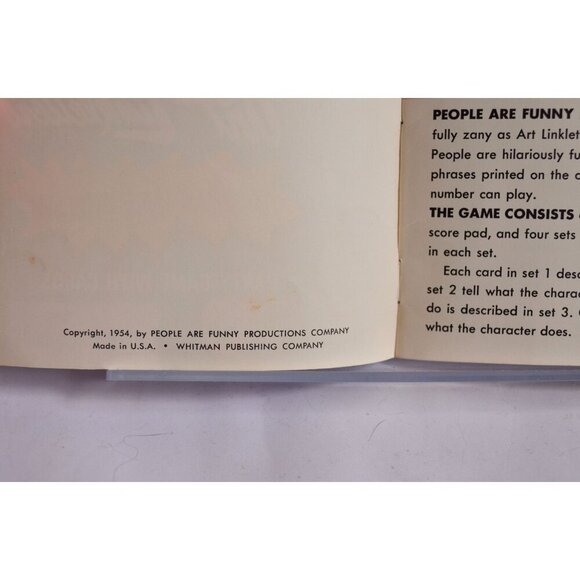 Art Linkletter's People Are Funny Party Game INSTRUCTION BOOK ONLY - Picture 3 of 4
